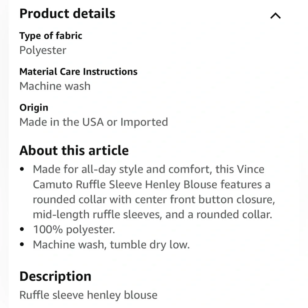 Vince Camuto, ruffle sleeve blouse size PL - Picture 6 of 9